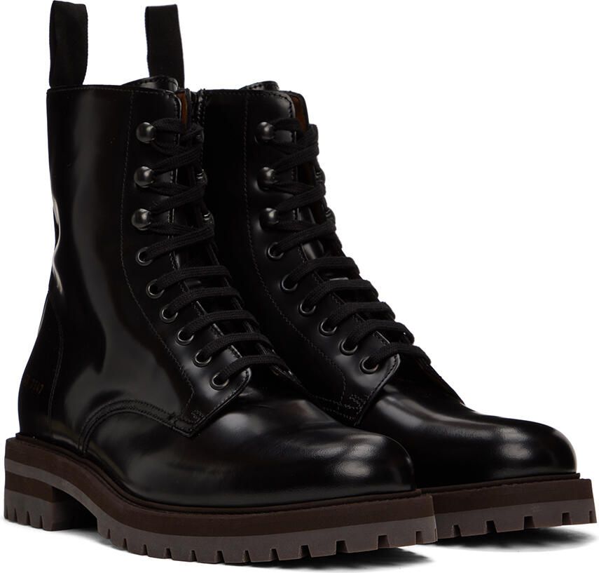 Common Projects Black Leather Combat Boots