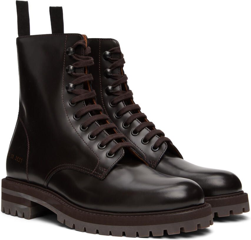 Common Projects Brown Leather Combat Boots