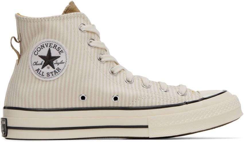 Converse Off-White & Beige Chuck 70 High-Top Sneakers - Picture 7