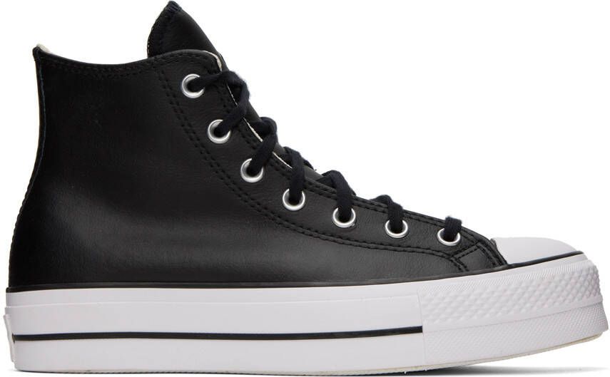 Converse Black Leather Chuck Taylor All Star Lift High Sneakers - Picture 7