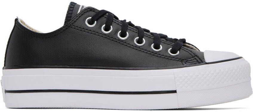 Converse Black Leather Chuck Taylor All Start Lift Low Sneakers - Picture 4