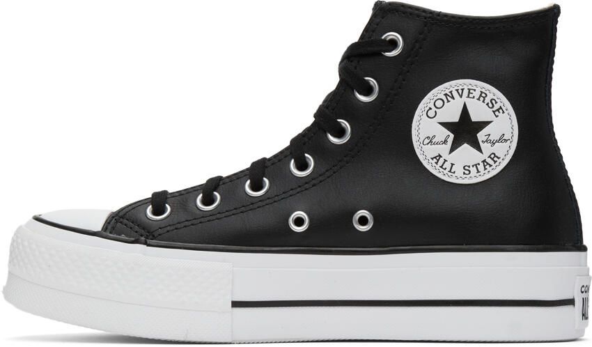 Converse Black Leather Chuck Taylor All Star Lift High Sneakers - Picture 9