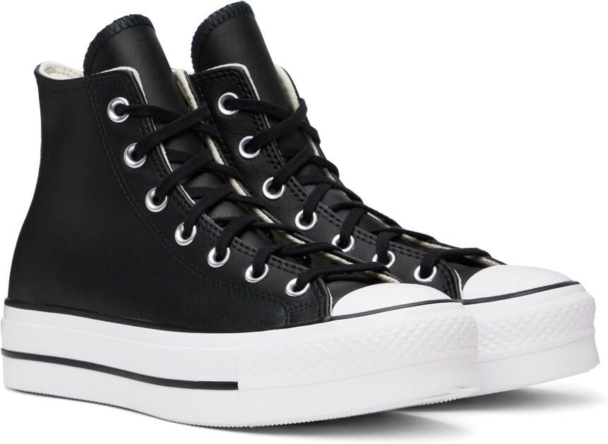 Converse Black Leather Chuck Taylor All Star Lift High Sneakers - Picture 5