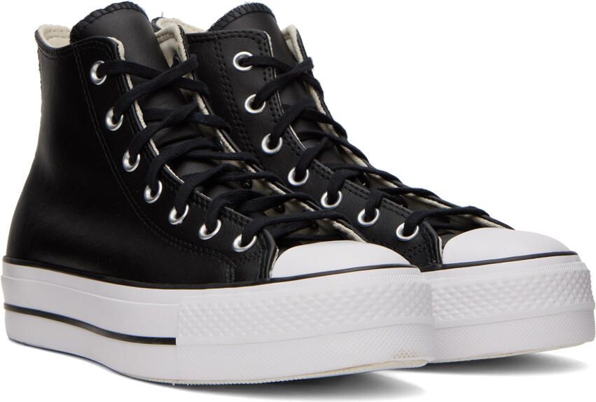 Converse Black Leather Chuck Taylor All Star Lift High Sneakers - Picture 6
