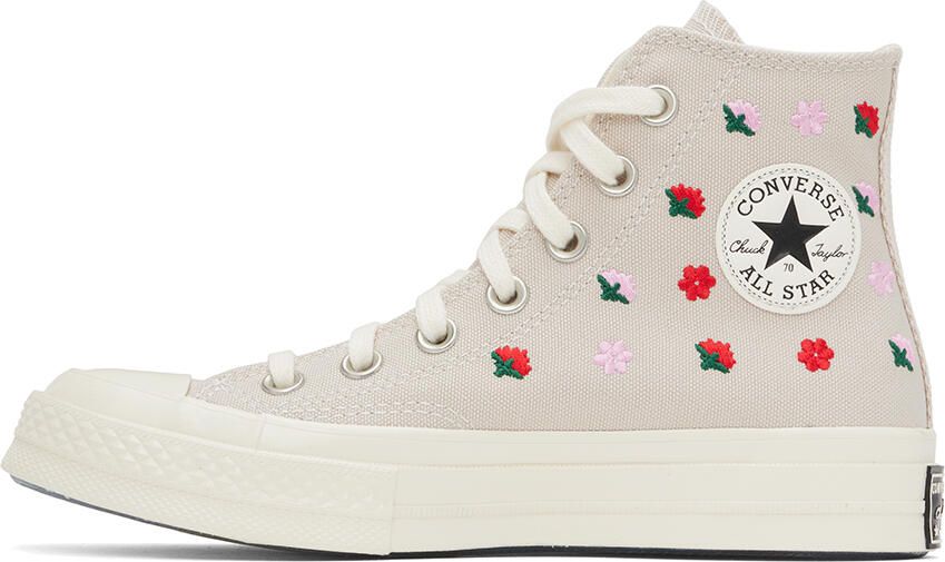 Converse Taupe Chuck 70 Floral Sneakers - Picture 3