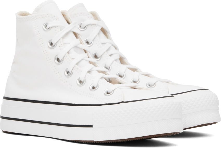 Converse White Leather Chuck Taylor All Star Platform Low Sneakers - Picture 6