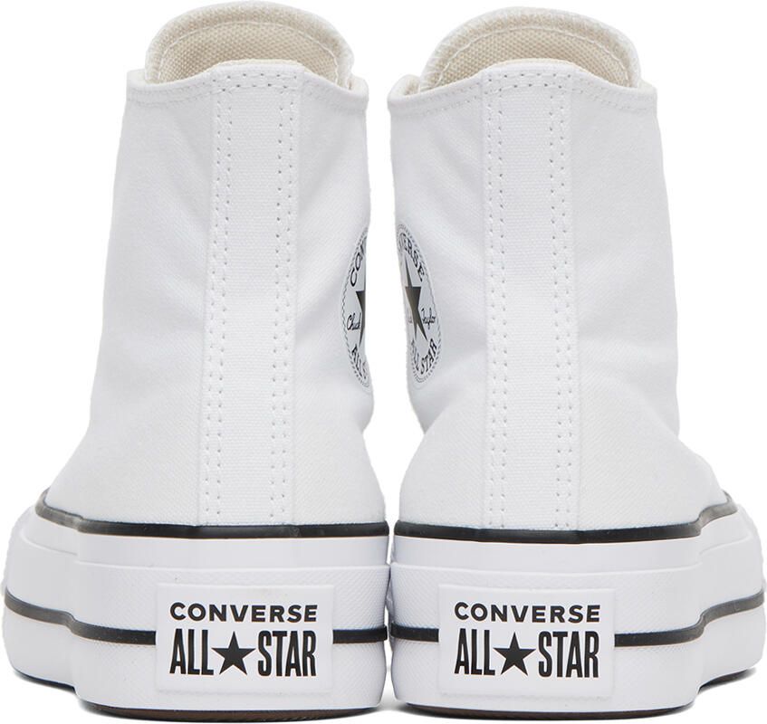 Converse White Leather Chuck Taylor All Star Platform Low Sneakers - Picture 2