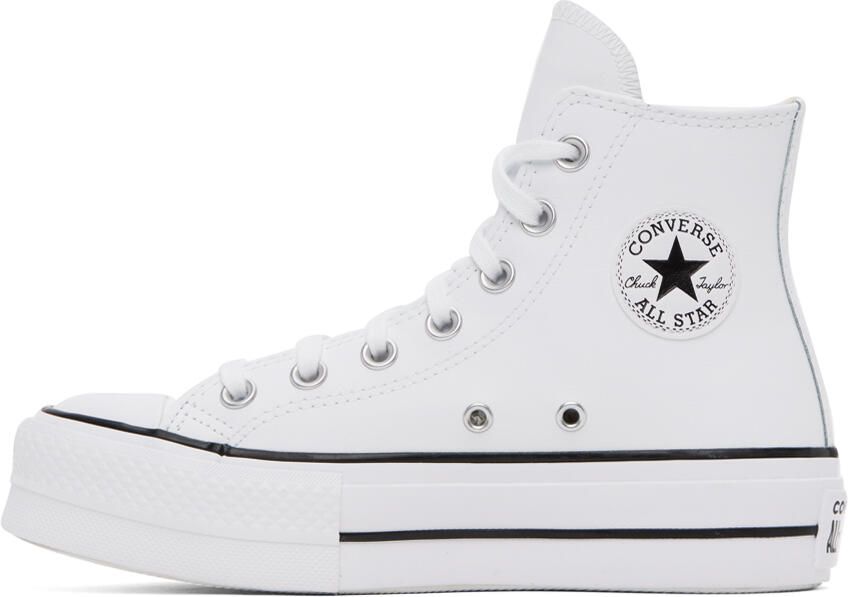 Converse White Leather Chuck Taylor All Star Lift High Sneakers - Picture 3