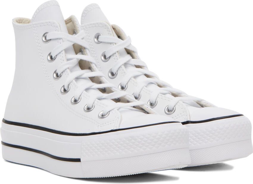 Converse White Leather Chuck Taylor All Star Lift High Sneakers - Picture 2