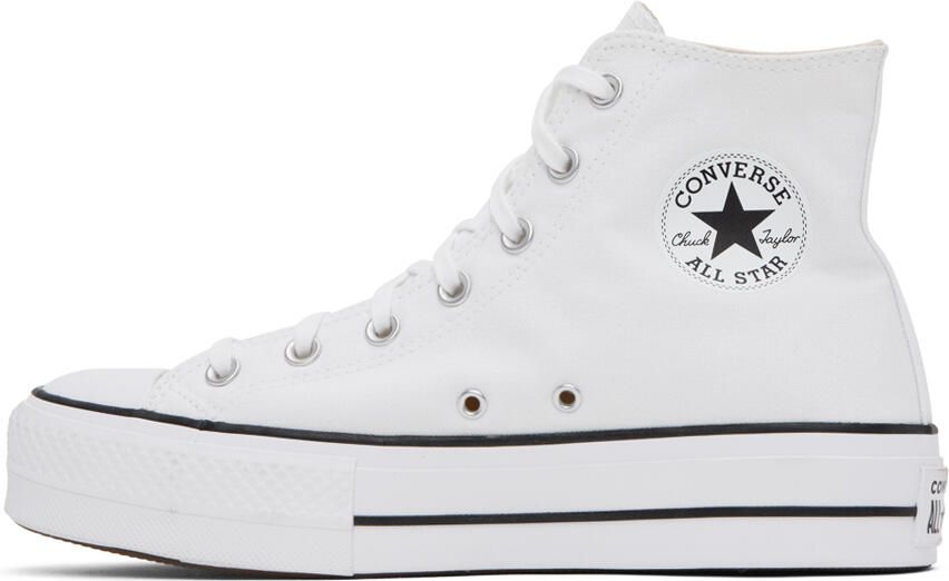 Converse White Leather Chuck Taylor All Star Platform Low Sneakers - Picture 11