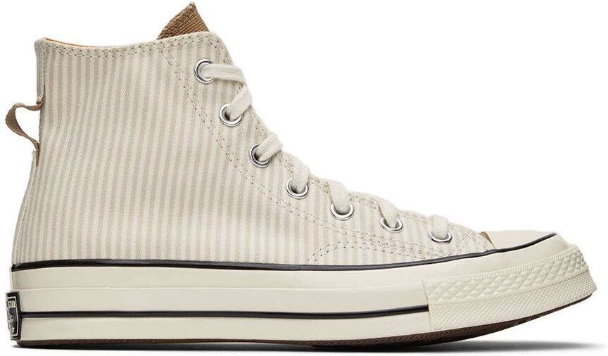 Converse Off-White & Beige Chuck 70 High-Top Sneakers - Picture 5