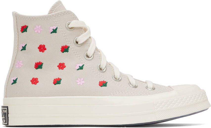 Converse Taupe Chuck 70 Floral Sneakers - Picture 4