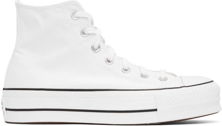 Converse White Leather Chuck Taylor All Star Platform Low Sneakers - Picture 12