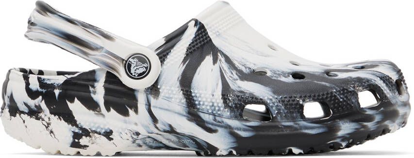 Crocs Black & White Marbled Clogs - Picture 6