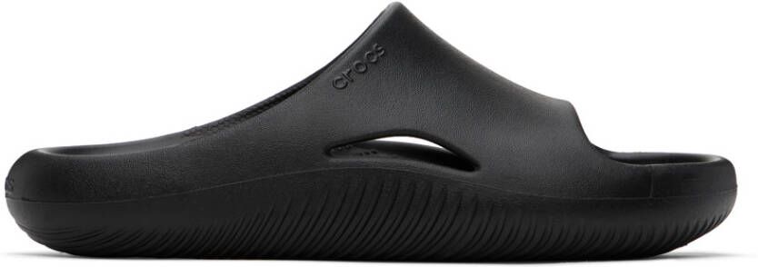 Crocs Black Mellow Recovery Slides - Picture 2
