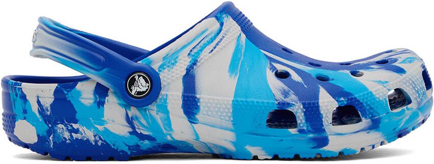 Crocs Blue Classic Marbled Clogs - Picture 5