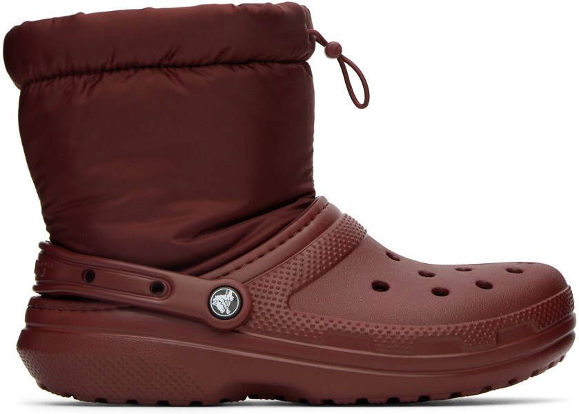 Crocs Burgundy Classic Lined Neo Puff Boots