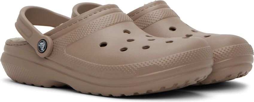 Crocs Beige Classic Lined Clogs - Picture 3