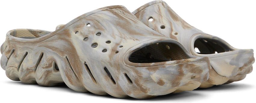 Crocs Beige Echo Marbled Slides