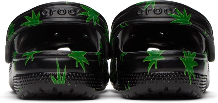 Crocs Black & Green Classic Hemp Leaf Clogs