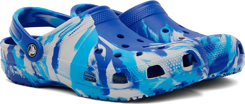 Crocs Blue Classic Marbled Clogs - Picture 2