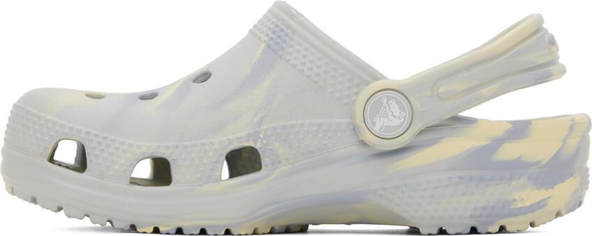 Crocs Kids Blue & Off-White Classic Marbled Clogs - Picture 3