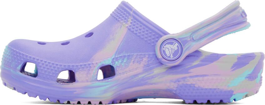 Crocs Kids Blue Classic Marbled Clogs - Picture 3