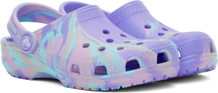 Crocs Kids Blue Classic Marbled Clogs - Picture 2