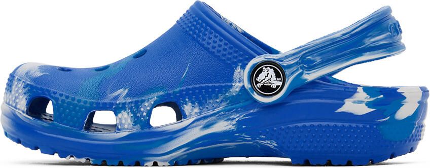 Crocs Kids Blue Classic Marbled Clogs - Picture 4