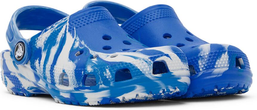 Crocs Kids Blue Classic Marbled Clogs - Picture 2