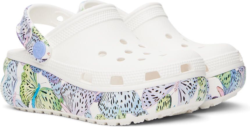 Crocs Kids White Classic Cutie Butterfly Clogs - Picture 2