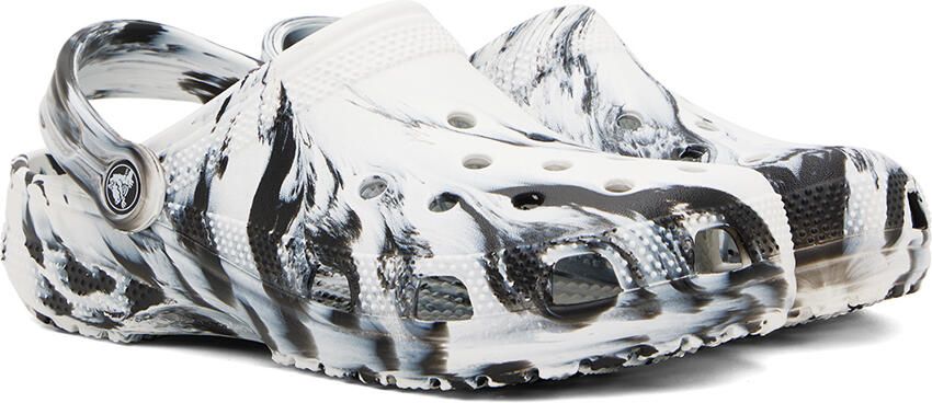 Crocs Black & White Marbled Clogs - Picture 2