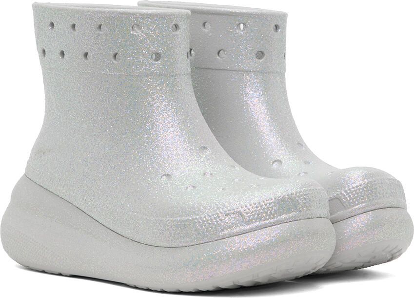 Crocs White Crush Glitter Boots - Picture 2