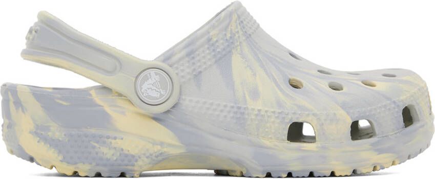 Crocs Kids Blue & Off-White Classic Marbled Clogs - Picture 5