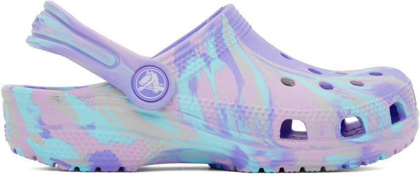 Crocs Kids Blue Classic Marbled Clogs - Picture 5