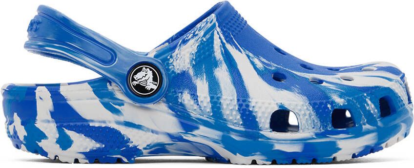 Crocs Kids Blue Classic Marbled Clogs - Picture 5