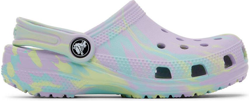 Crocs Kids Purple & Green Classic Marbled Clogs