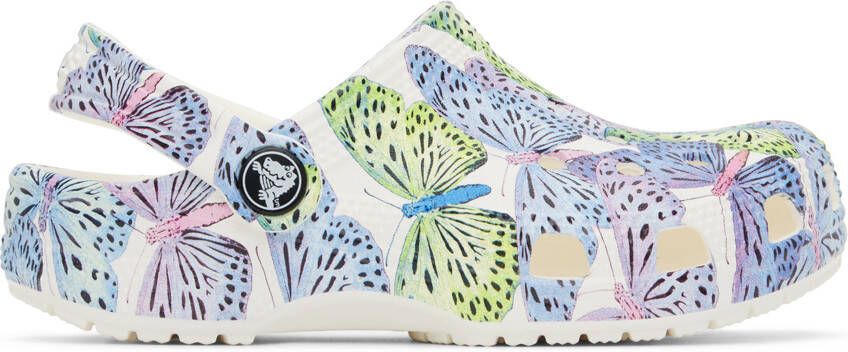 Crocs Kids White Classic Butterfly Clogs - Picture 5