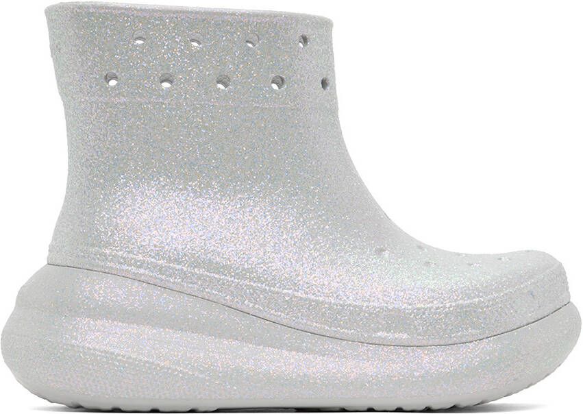 Crocs White Crush Glitter Boots - Picture 5