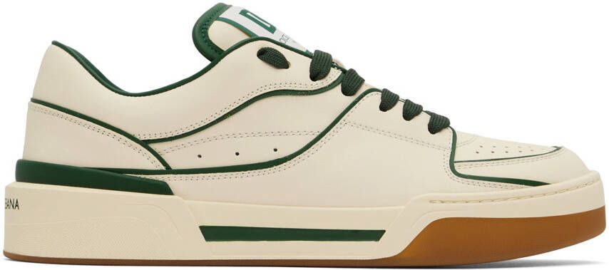 Dolce & Gabbana Beige & Green New Roma Sneakers
