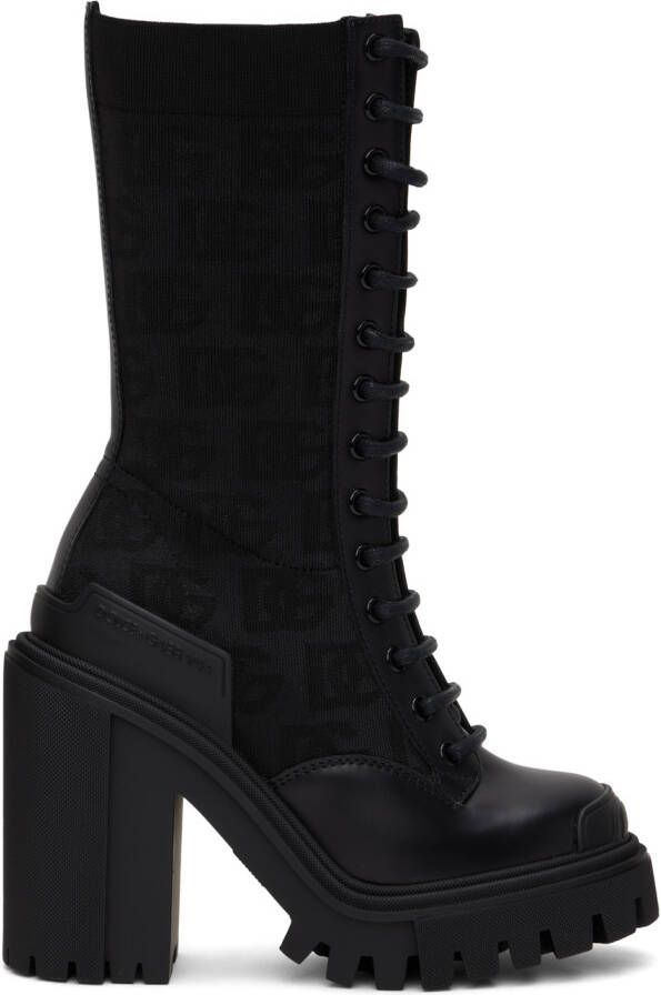 Dolce & Gabbana Black All-Over DG Boots - Picture 5