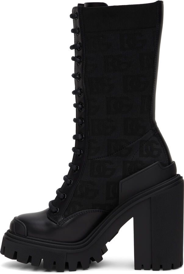 Dolce & Gabbana Black All-Over DG Boots - Picture 2