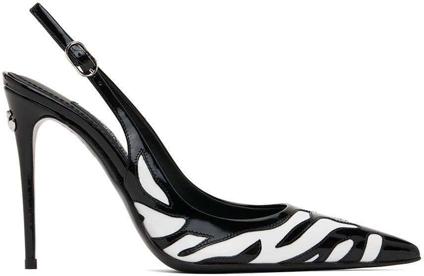 Dolce & Gabbana Black & White Lollo Zebra Heels - Picture 5