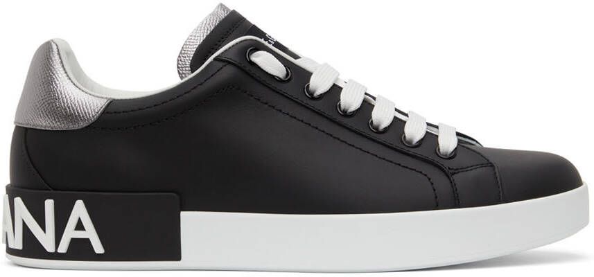 Dolce & Gabbana Black & White Portofino Sneakers - Picture 5