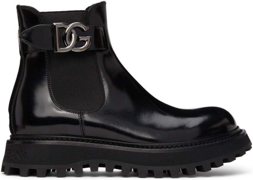 Dolce & Gabbana Black Brushed Ankle Boots - Picture 5
