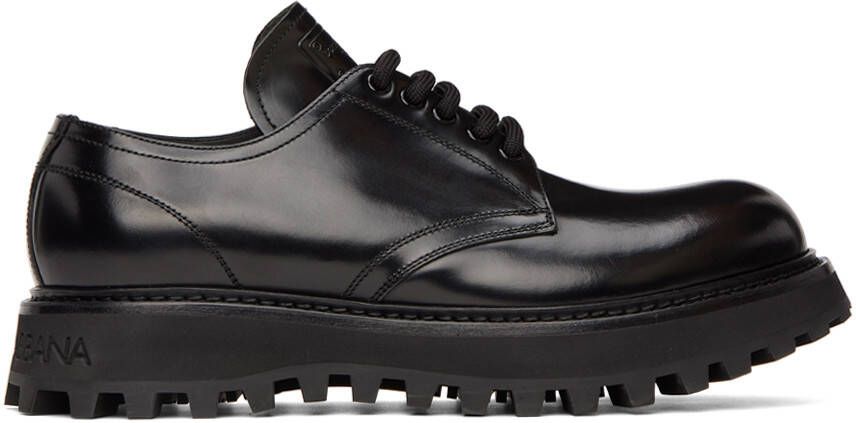 Dolce & Gabbana Black Brushed Derbys - Picture 5