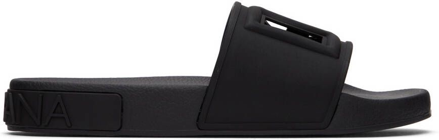 Dolce & Gabbana Black Cut-Out Logo Sandals - Picture 5