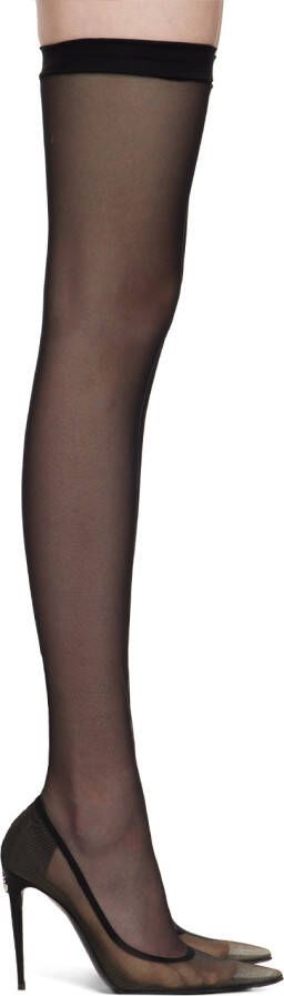 Dolce & Gabbana Black Kim Kardashian Edition Stretch Tulle Tall Boots - Picture 5