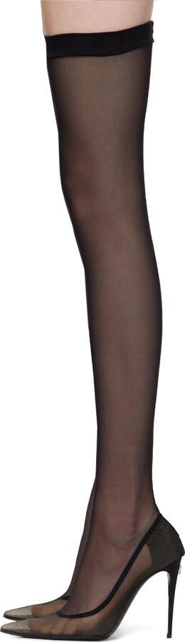 Dolce & Gabbana Black Kim Kardashian Edition Stretch Tulle Tall Boots - Picture 3