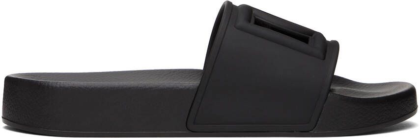 Dolce & Gabbana Black Logo Cutout Slides - Picture 5